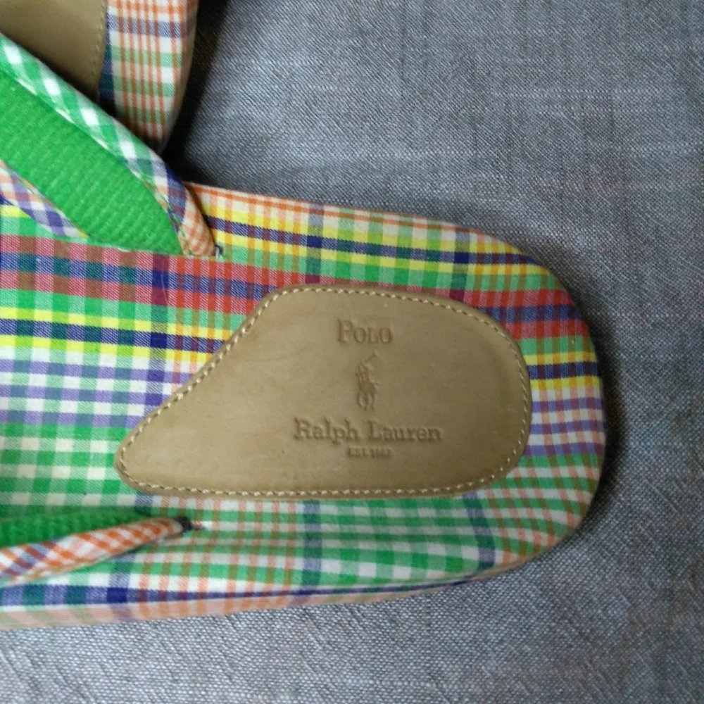 Polo Ralph Lauren plaid Madras flip flops 12D